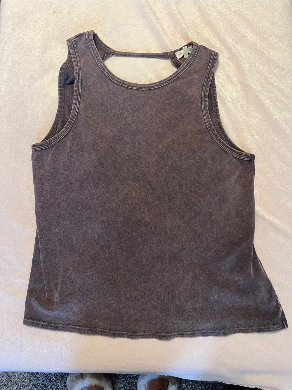 Womens Gilded Intent brown acid wash open back tank top